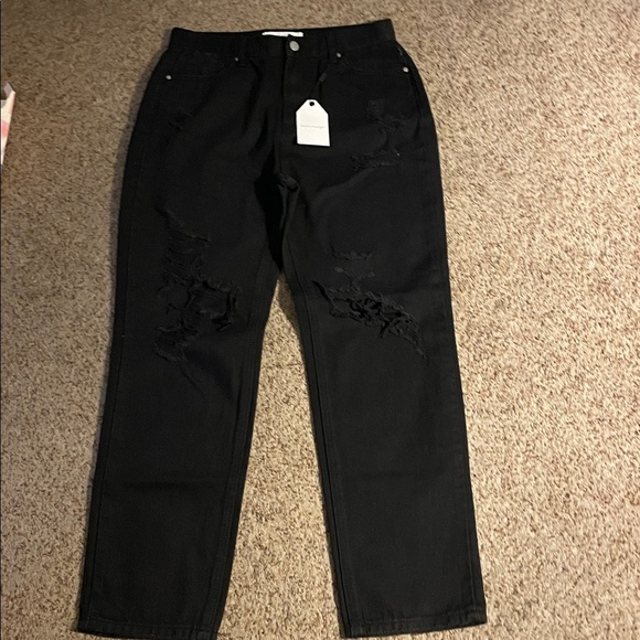 denim lounge Denim - Womens Black Distressed Jeans